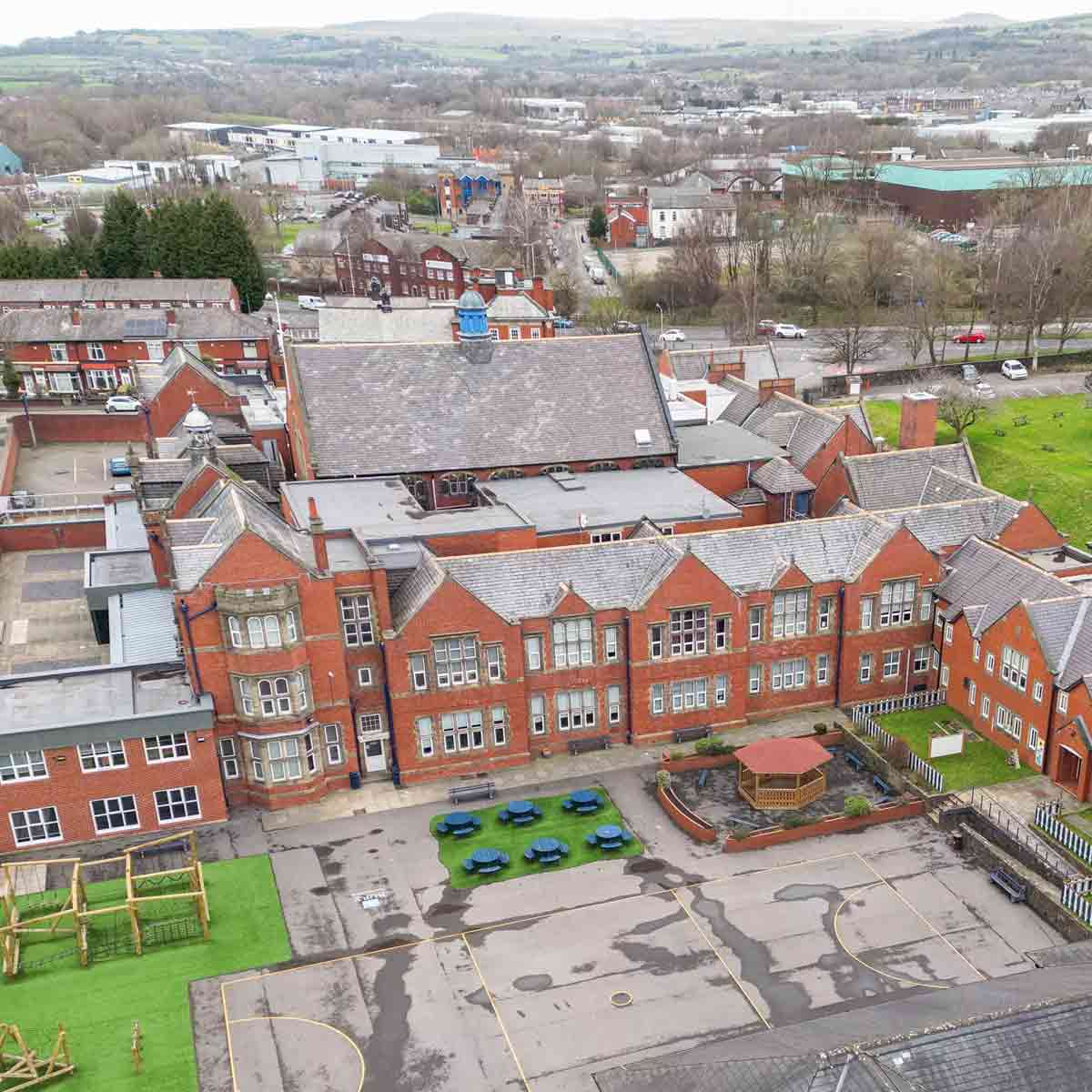 Bury Grammar School Exterior Birds Eye View