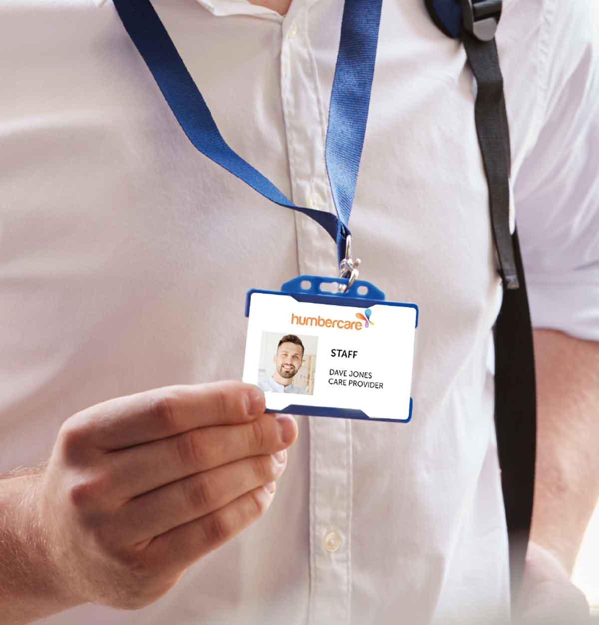 Person with Humbercare ID Card