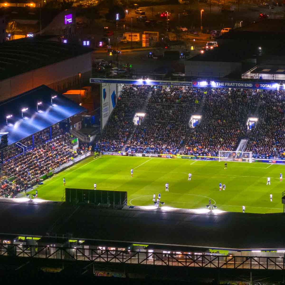 Portsmouth FC Stadium at Night