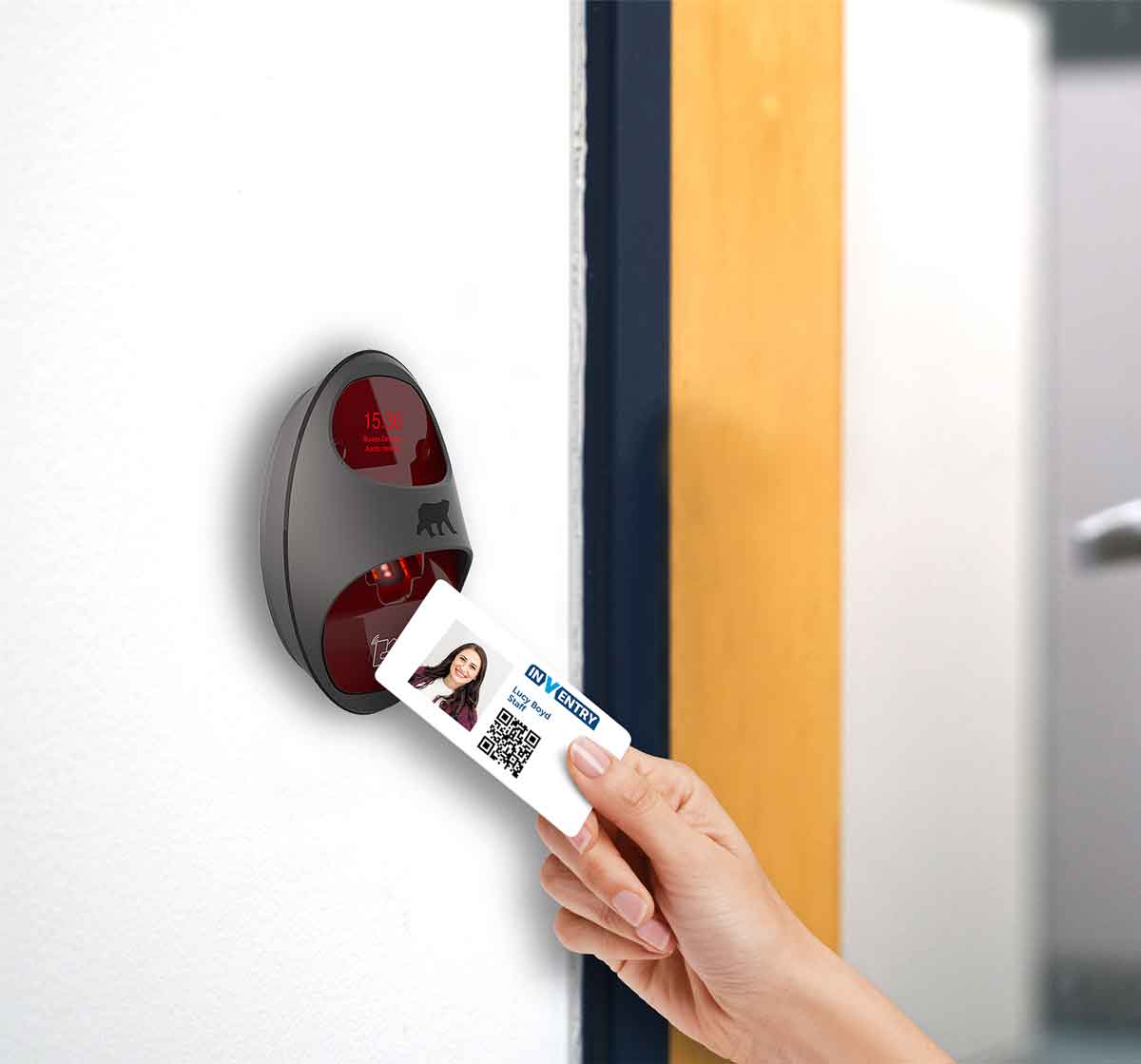 Person scanning an Almas Reader with an ID card