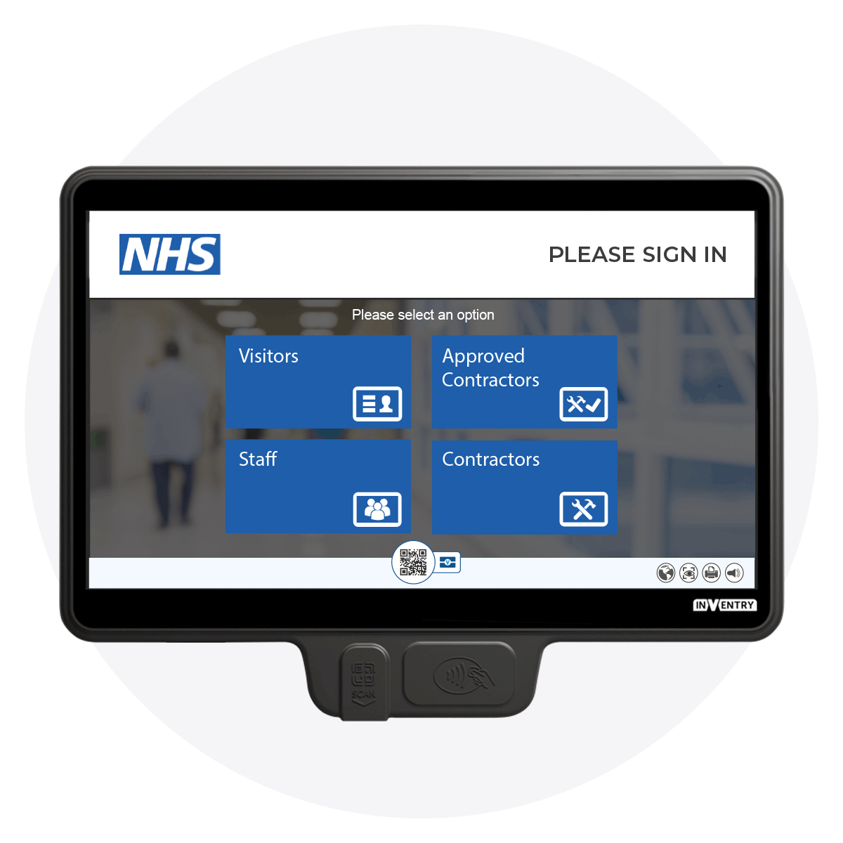 Banner Circle - InVentry Screen with NHS Skin