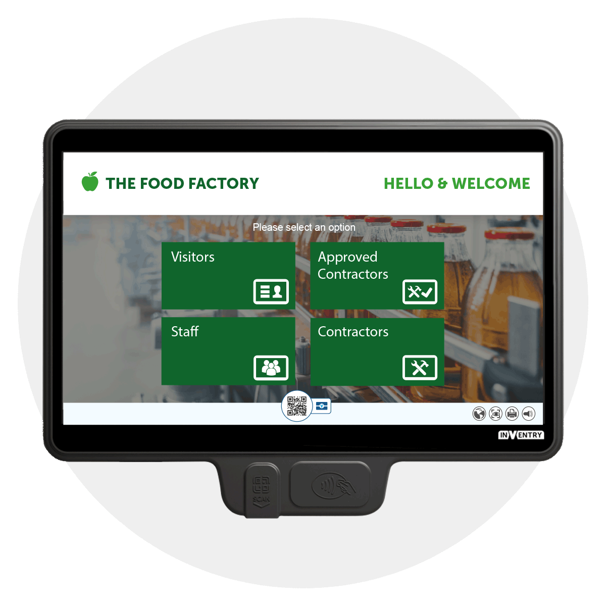 InVentry screen for an food manufacturing company