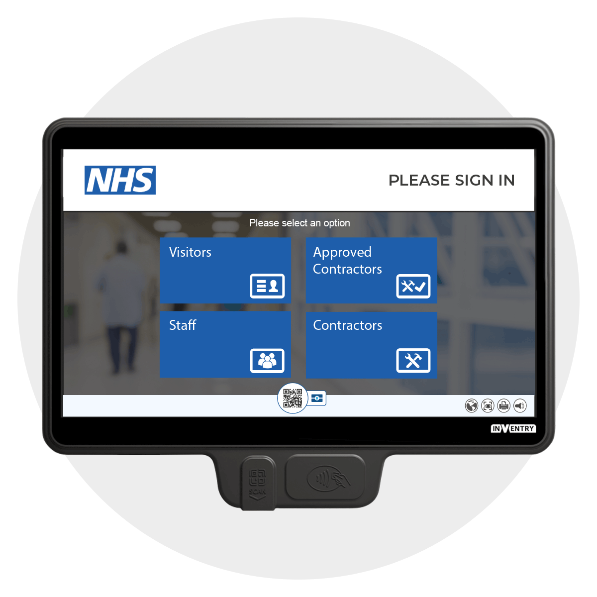 Banner Circle - InVentry screen for the NHS