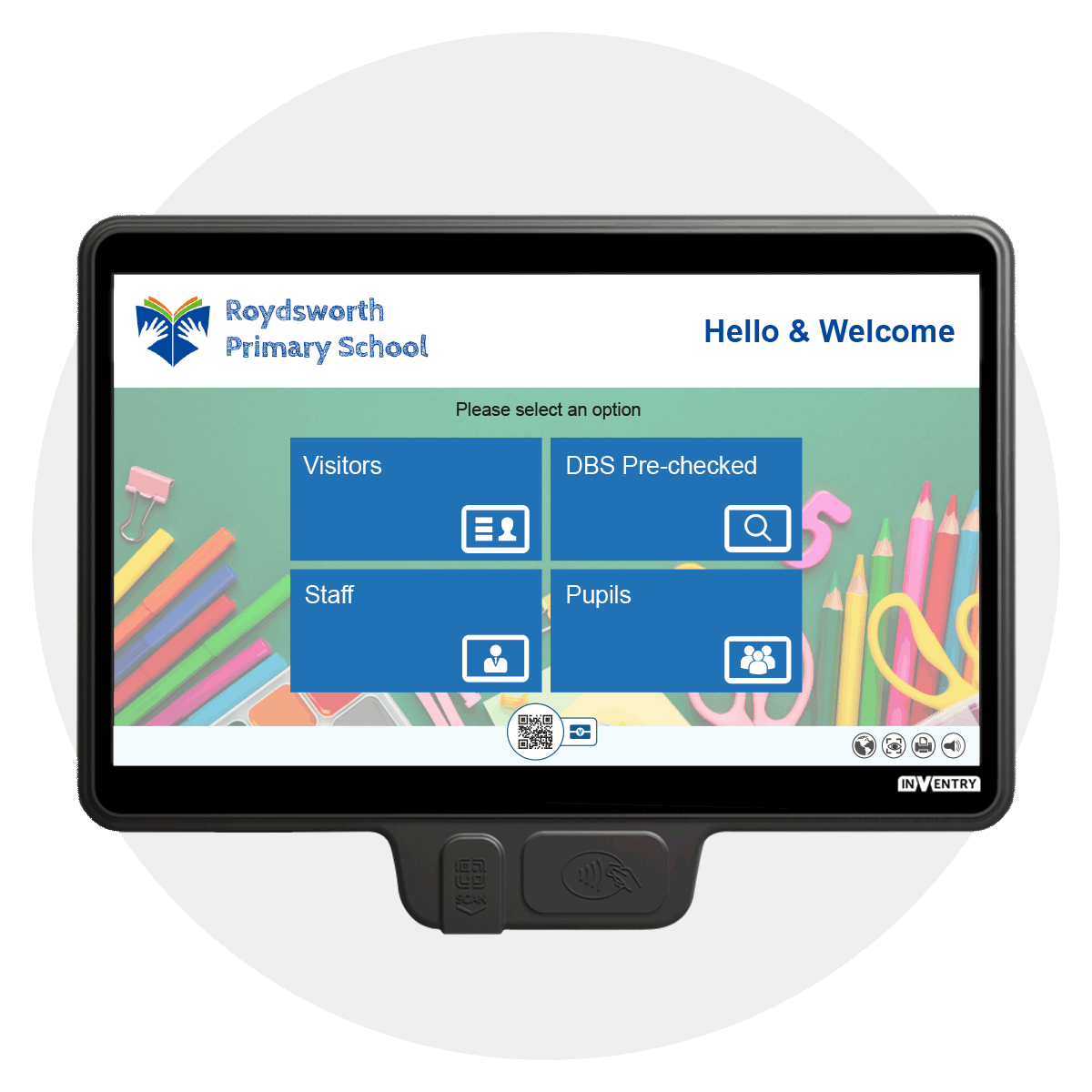 InVentry Screen for a Primary School in a circle