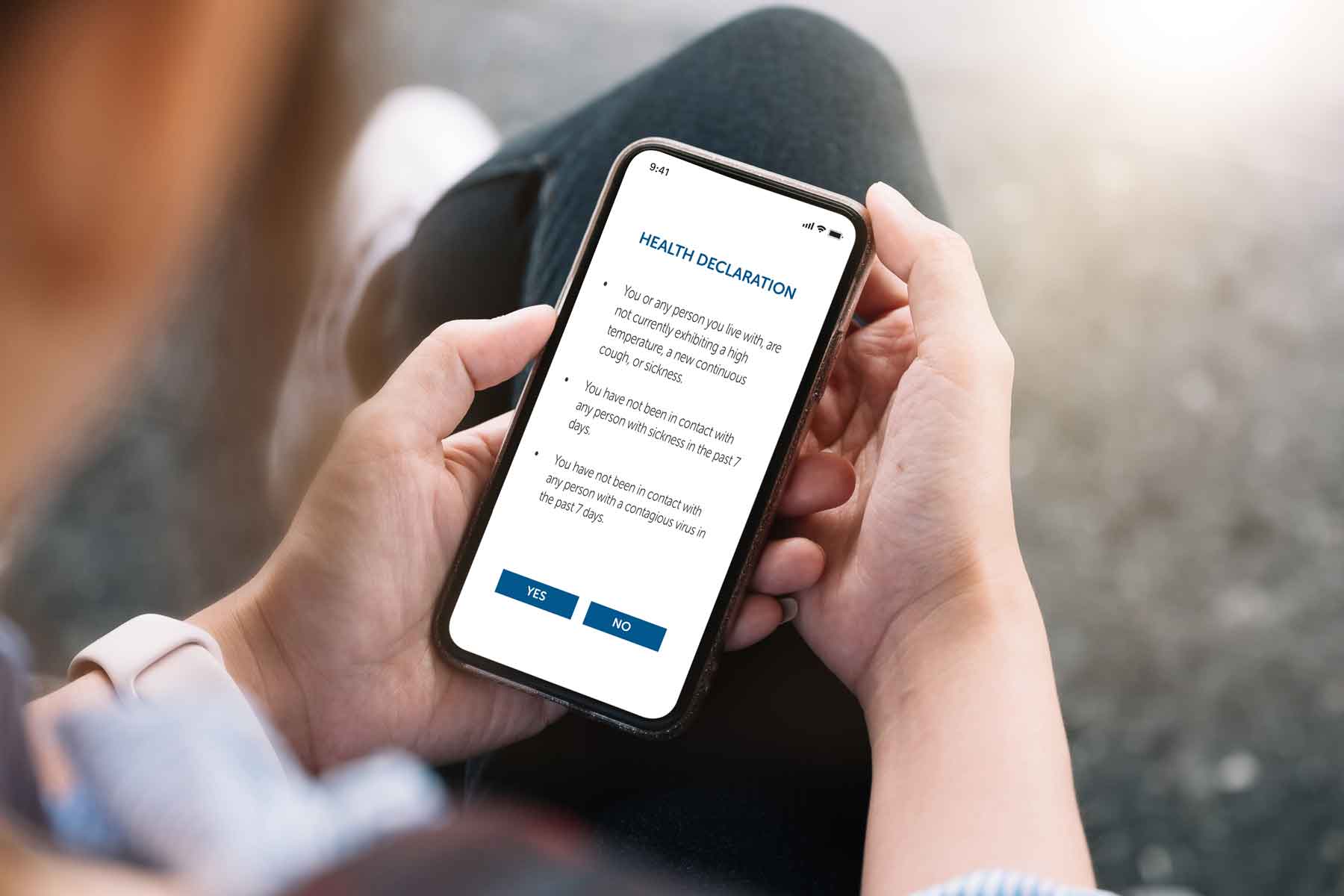 Person checking InVentry Health Declaration on phone