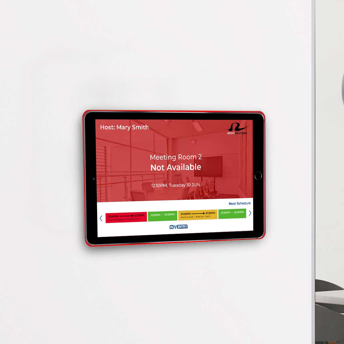 InVentry Space Bookings Screen showing the meeting room is in use