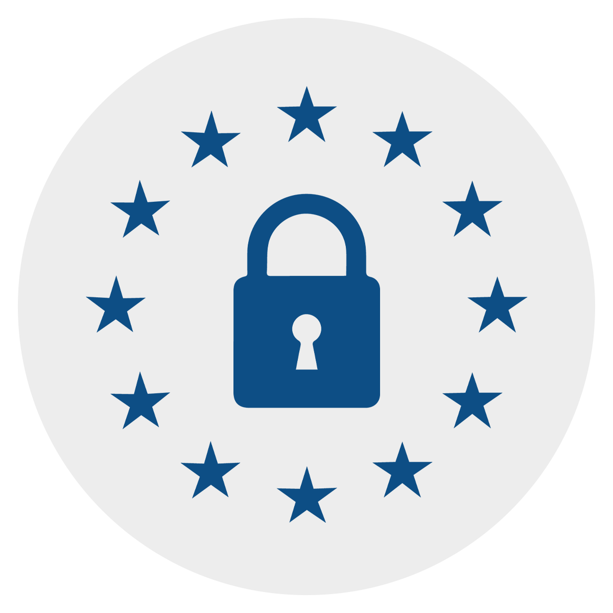 GDPR Logo - Lock in a circle of Stars