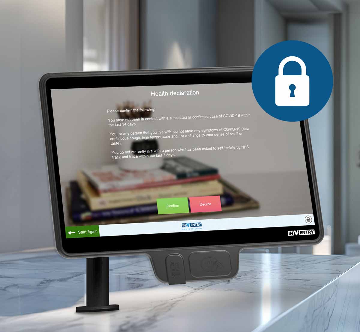 InVentry Screen displaying Health Declaration