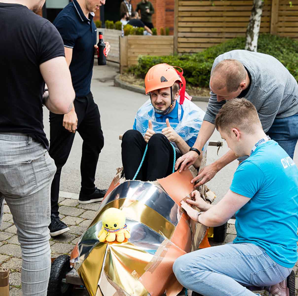 InVentry employees decorating racing cart