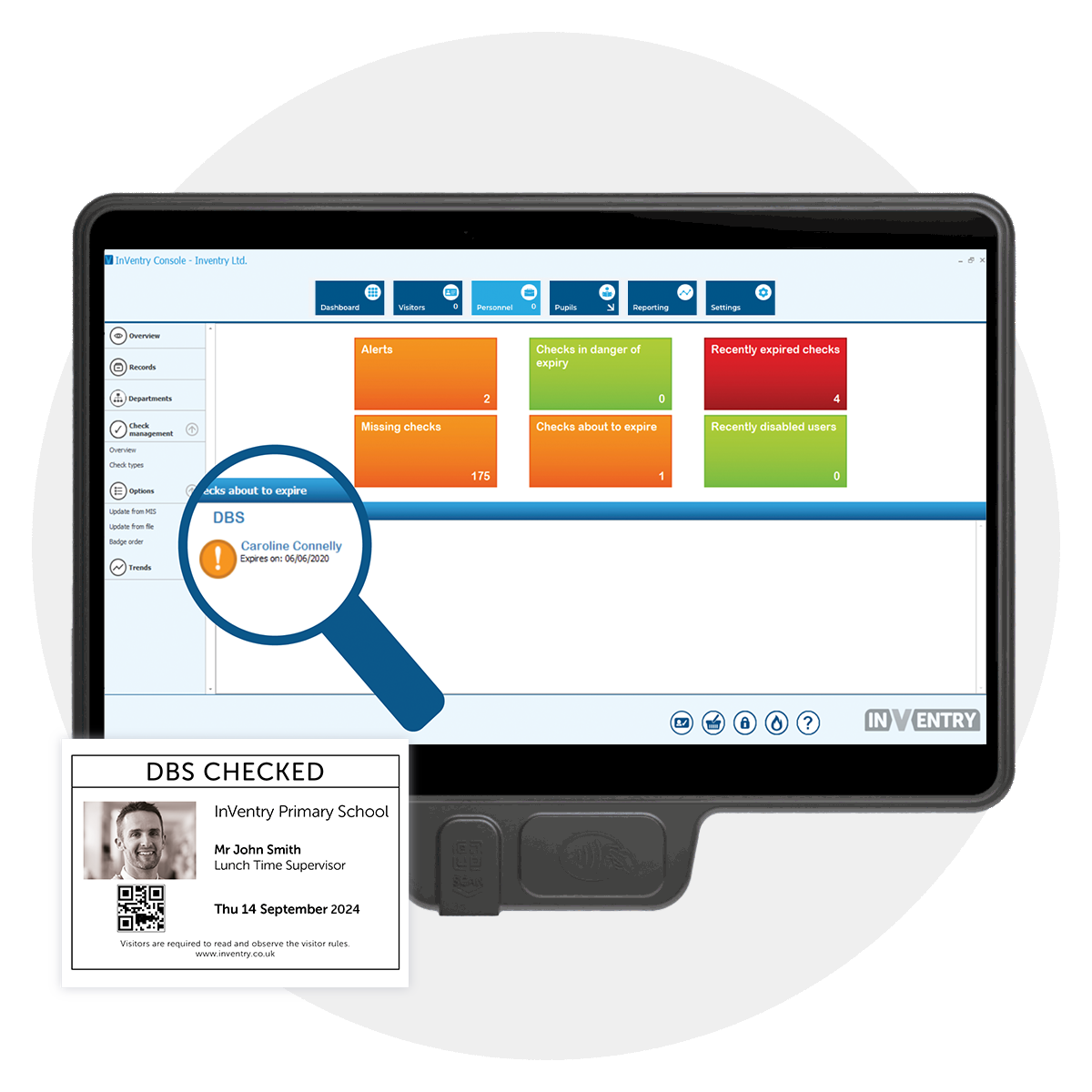 InVentry DBS checks on screen