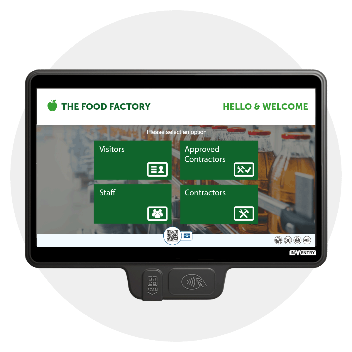 InVentry screen for an food manufacturing company