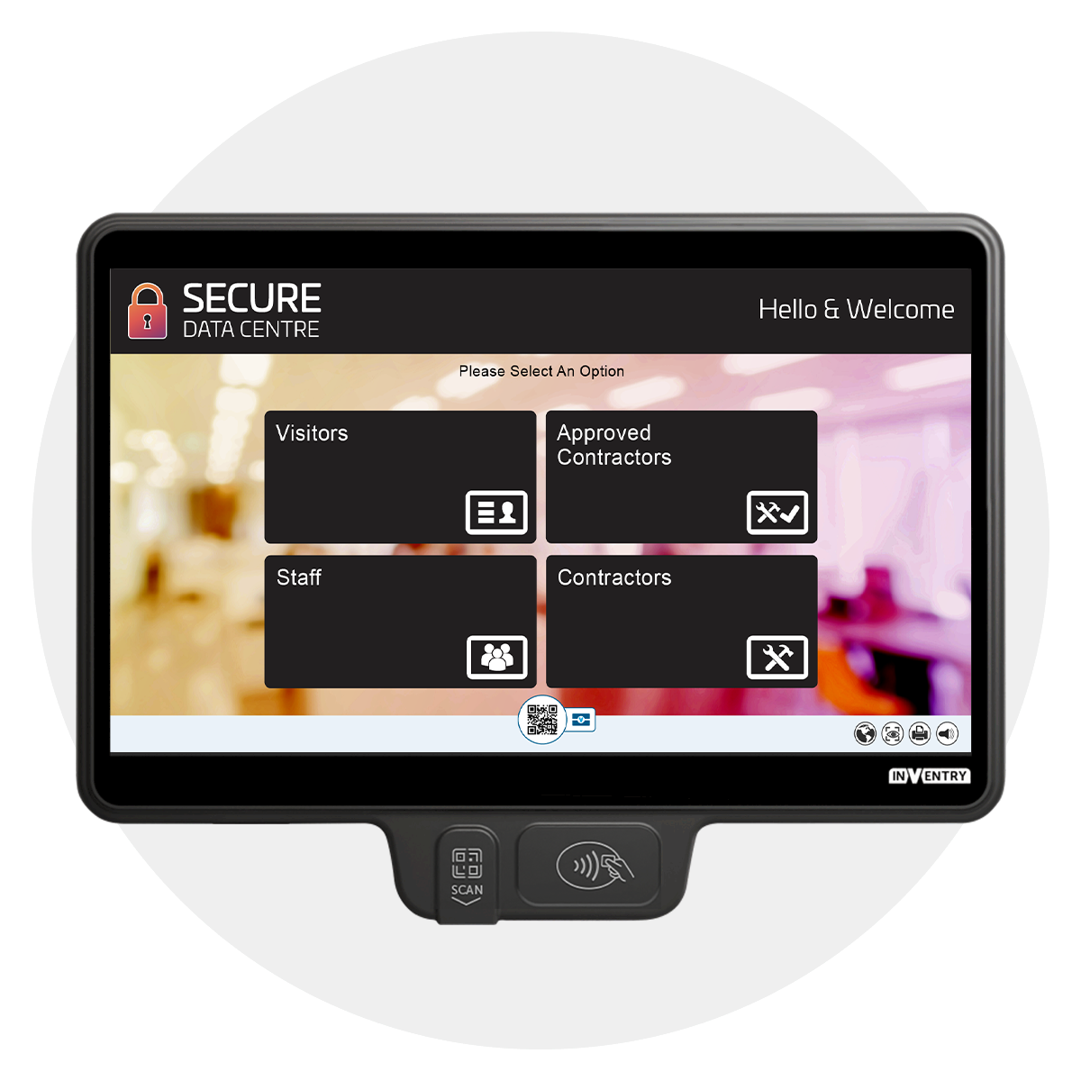 InVentry screen for a Data Centre