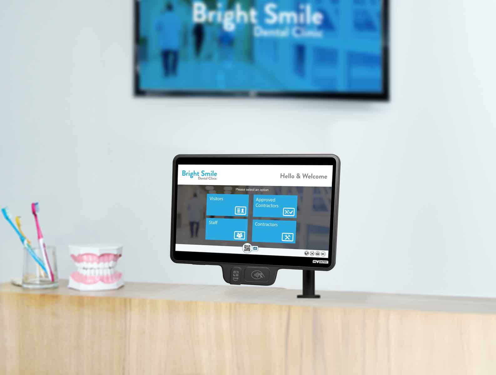 InVentry screen in a Dentists reception