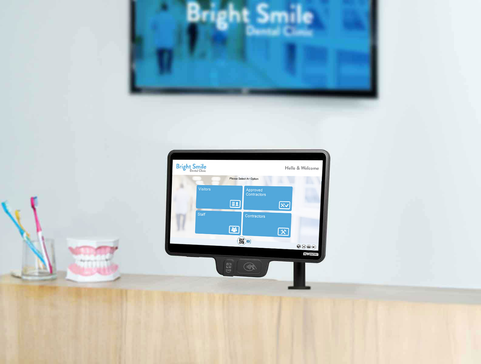 InVentry screen in a Dentists reception