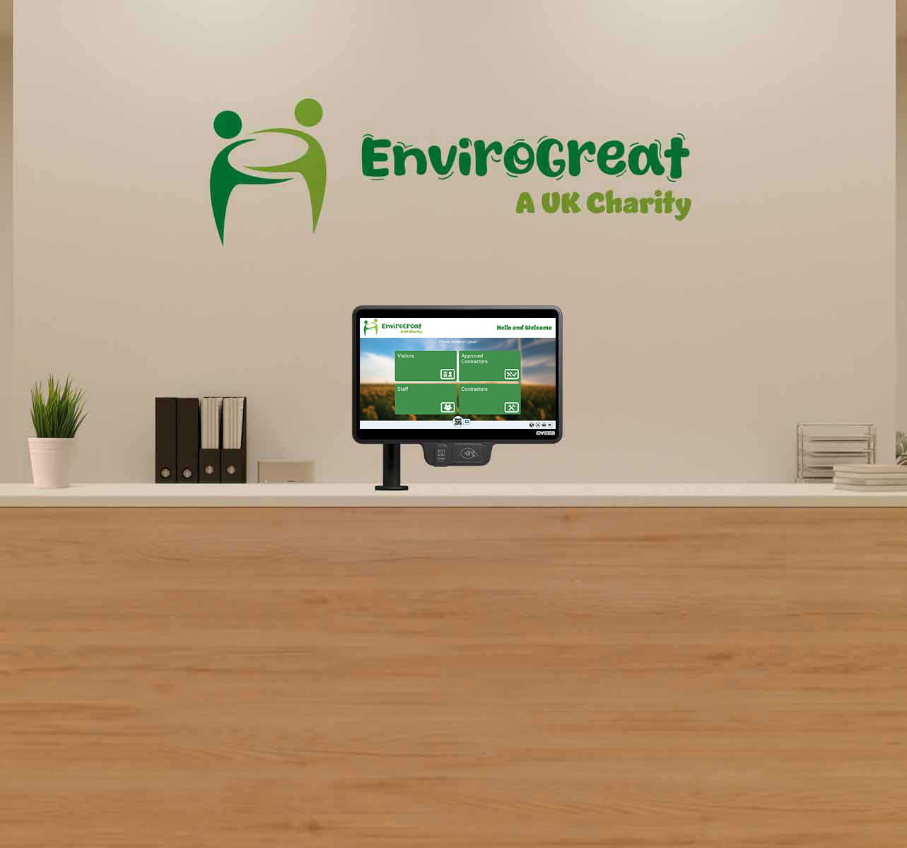 Environment-charity1 InVentry Screen in a Charity Reception