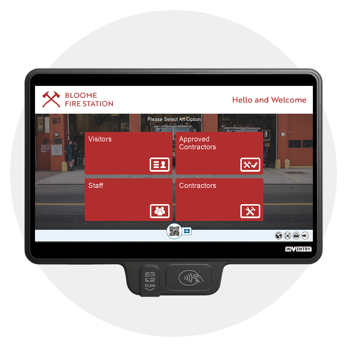 FireStation1 Banner Circle - InVentry Screen with Fire Station Skin