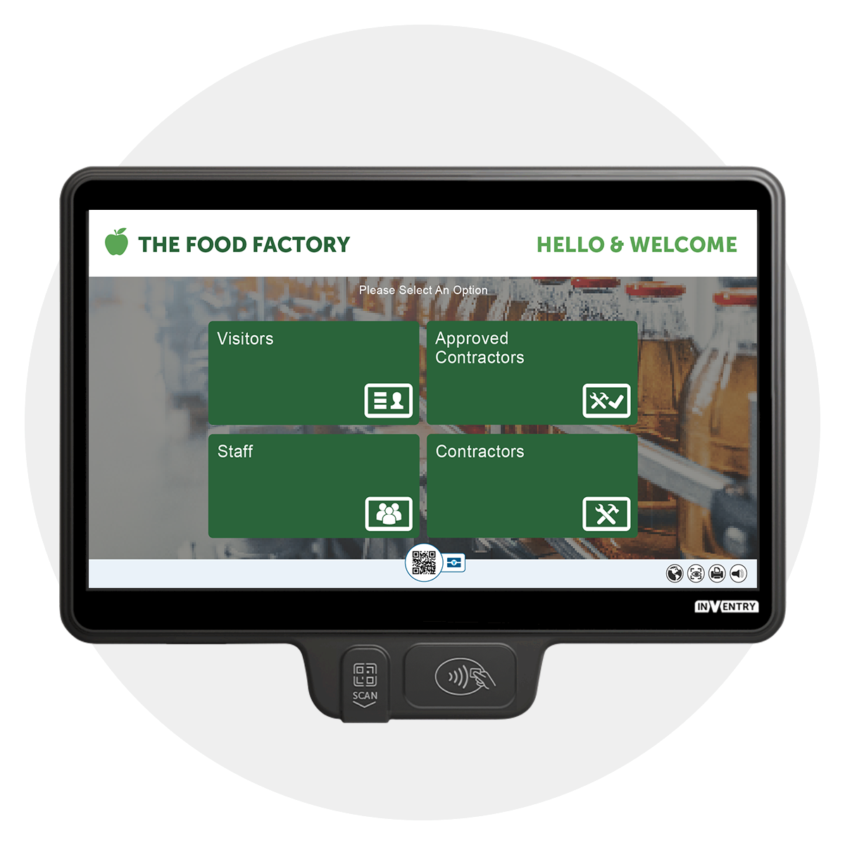 InVentry screen for an food manufacturing company