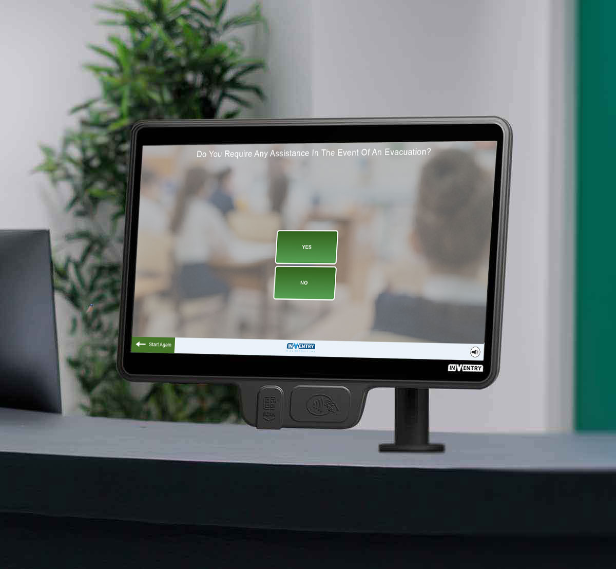 InVentry Screen asking Evac Questions
