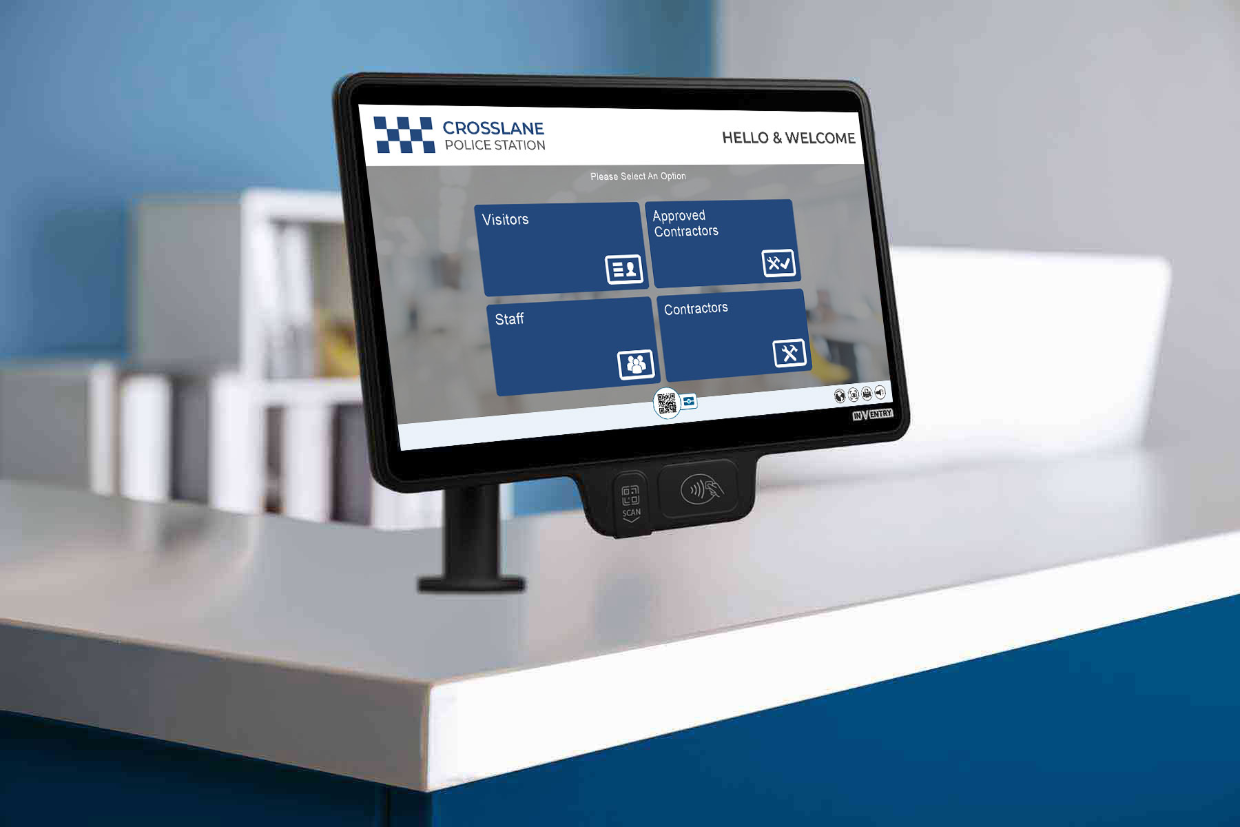 Sign-in-Screen-Police-Station1 InVentry screen in a Police Station reception