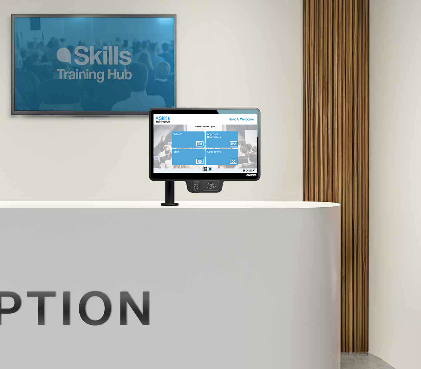 Training-Centre-3-1 InVentry screen in a training centre reception