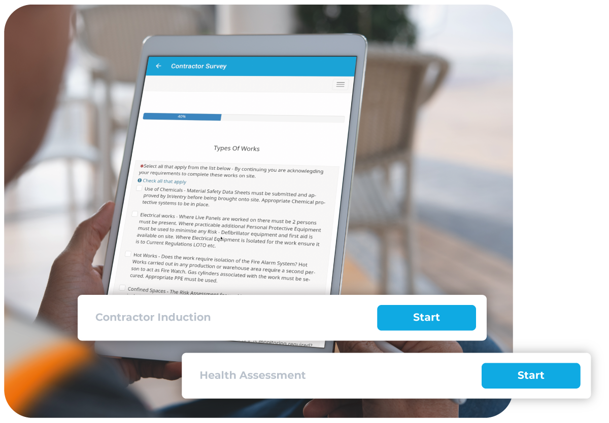 InVentry Contractor Survery On An Ipad With Popups Of Other Checks 1